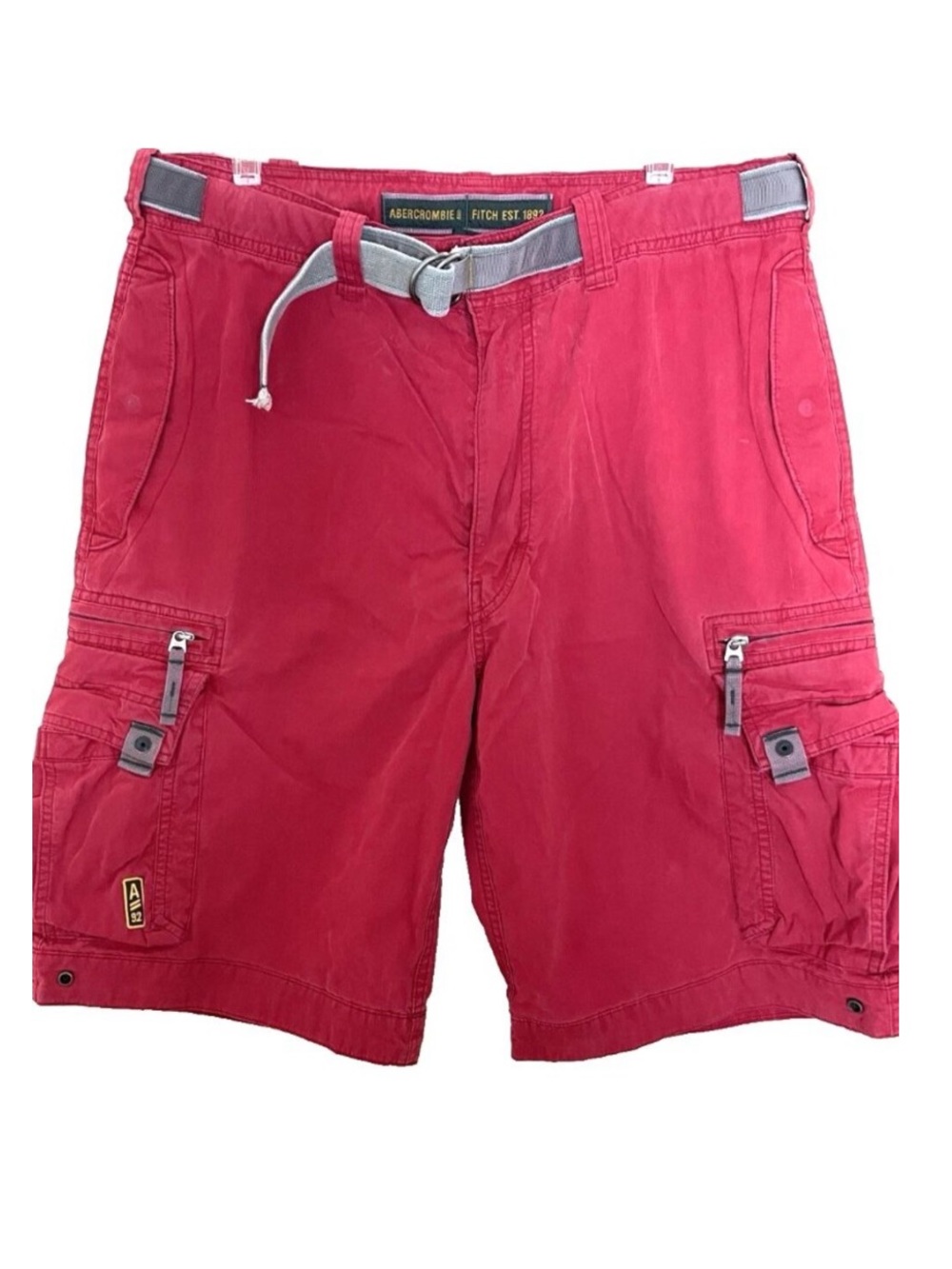 Abercrombie & Fitch Red Cargo Paratroops Paratrooper Shorts Men's 34 Vintage Y2K